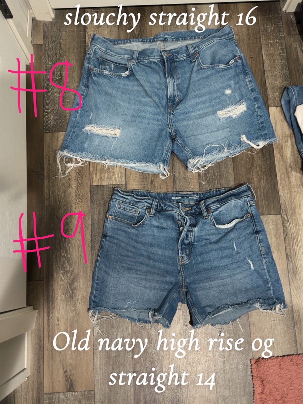 Old Navy Distressed Jean Shorts in Light and Medium Blue